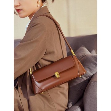 高端小眾法棍包女2025新款網紅腋下包春秋法式單肩包時尚真皮女包