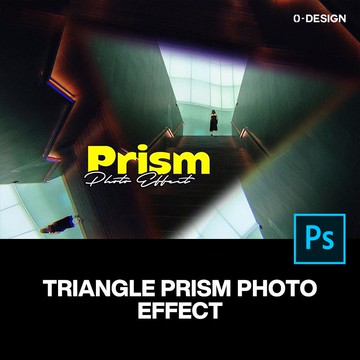 三角棱鏡光學折射萬花筒攝影作品照片濾鏡特效ps樣機素材生成模板