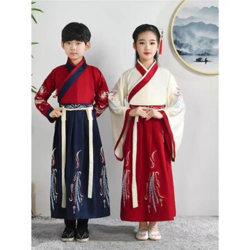 兒童古裝漢服男童小男孩唐朝衣服幼兒古代詩人古詩朗誦表演出服裝