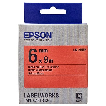 EPSON 標籤 LK-2RBP 6mm  紅底黑字  9m
