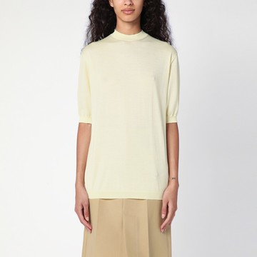 Light yellow cashmere crew-neck sweater