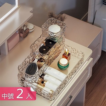 【荷生活】整潔有序多功能抽屜置物盒透明可自由疊加收納盒-中號2入組