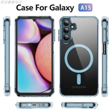 適用三星A55超薄透明手機殼A15炫彩邊框TPU+PC四角氣囊防摔鏡頭全包保護套Magsafe磁吸充電