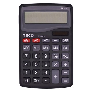 TECO 東元 桌上型計算機  12位元數字計算  太陽能/鈕扣電池兩用電源  1台  XYFXM010