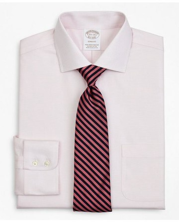 Brooks Brothers Men's Stretch Soho Extra-Slim-Fit Dress Shirt, Non-Iron Twill English Collar Micro-Check | Pink | Size 15 35