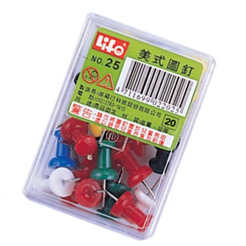 本月熱銷推薦 滿額再折【史代新文具】徠福LIFE No.25 彩色美式圖釘 (25入/盒)
