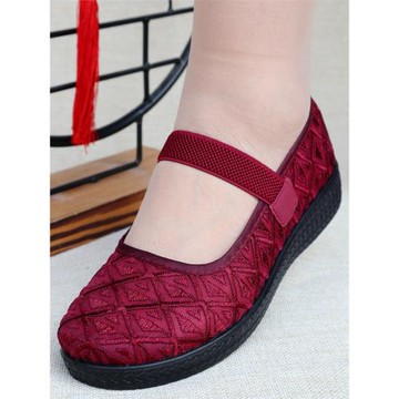 老北京布鞋女夏季網面透氣媽媽鞋中老年軟底寬胖腳老人奶奶鞋平底