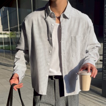 【Metanoia】🇰🇷韓製 短版條紋長袖襯衫