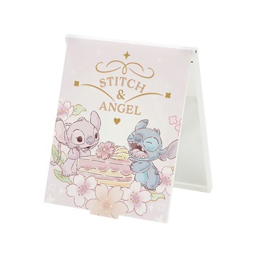 Disney 迪士尼 櫻花折疊鏡 中  蛋糕史迪奇 白色