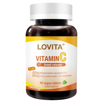 LOVITA 長效緩釋型維他命C 1000mg(60錠) 2瓶組 全素