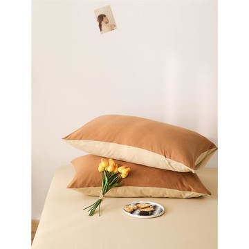 A類純棉天竺棉枕套一對2只裝 北歐純色單人枕48x74cm全棉枕芯套