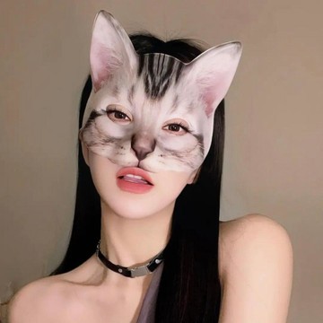 🔥臺灣熱賣⚡️仿真立體小貓咪面具卡通半臉面罩舞會表演臉譜假面動物面具聖誕節🎉