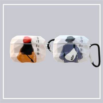 卡通背影情侶文字適用蘋果AirPods Pro保護套AirPods2耳機套3代女