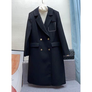 高級感長款黑色西裝大衣女2021年秋季新款氣質設計感小眾過膝外套