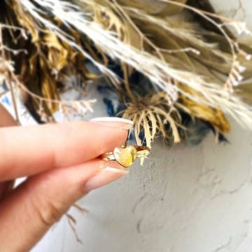 天然石 愛心 戒指 金繼 戒指 尾戒 對戒 黃水晶 小巧 精緻 纖細 迷你 金色 黃色 天然石戒指 天然石指環