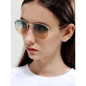 mspace2024網紅方形海洋片太陽鏡男女復古金屬漸變色墨鏡潮流街拍