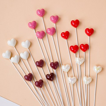 [Hare.D]現貨 愛心 5入插牌 立體亮面 愛心插件 蛋糕裝飾 生日 慶生 母親節 情人節