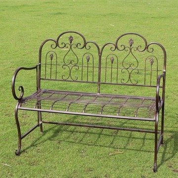 外單歐式復古做舊鐵藝花園陽臺雙人椅庭院休閑裝飾花店戶外露臺