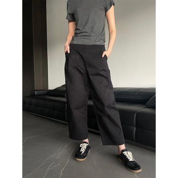 周浪清黑色修身高腰直筒休閑褲2026春季新款女裝顯瘦小個子法棍褲