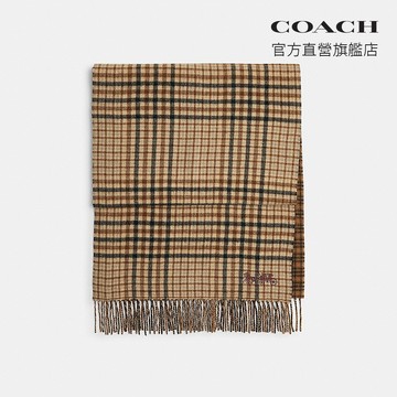 【COACH】 雙面格紋圍巾-駝色/混合色(CFZ99)｜官方直營