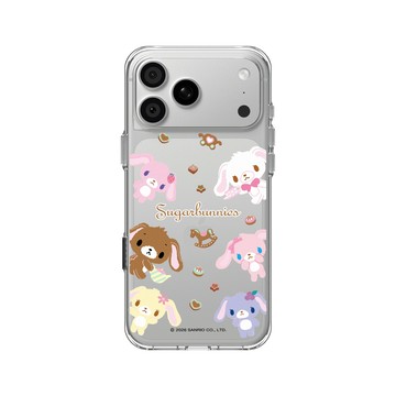 iPhone 18 Pro Max Clear Case（相機按鈕） 透明 - 三麗鷗-蜜糖邦尼 Sugarbunnies - 雙胞胎兔排排站