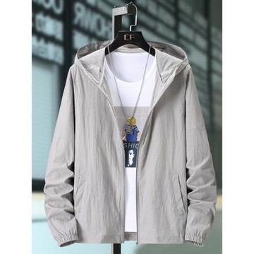 2025夏季防曬服男士超薄透氣速干衣運動防曬衣加肥加大碼連帽外套