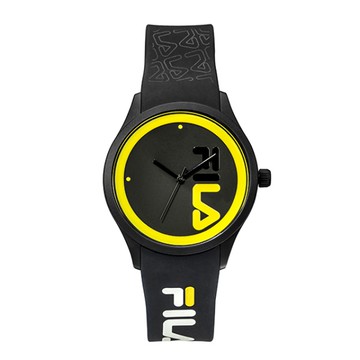 【FILA 斐樂】潮流LOGO造型手錶-亮眼黃/38-129-212