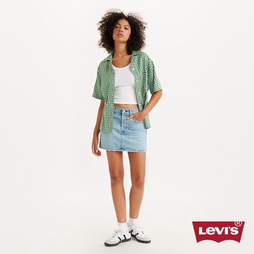 Levi s 女款 高腰排釦牛仔迷你裙 熱賣單品