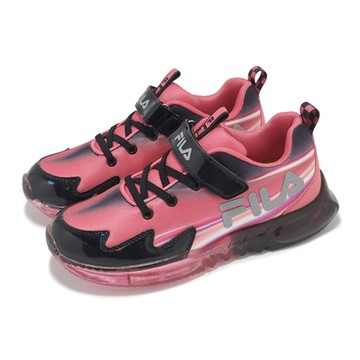 Fila 慢跑鞋 J425Z 大童 中童 粉黑 魔鬼氈 閃燈 發光 小朋友 運動鞋 燈鞋 斐樂 7J425Z058