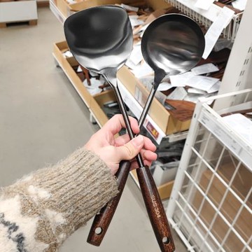 【老板娘自留款】復古鈦金304不銹鋼鍋鏟 湯勺 木柄防燙一體鏟勺