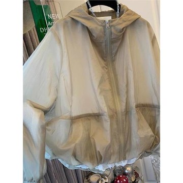 歐貨大碼寬松顯瘦連帽防曬衣女夏季新款洋氣別致好看短款外套上衣