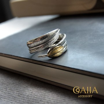 S925銀戒。片金之羽 | GO