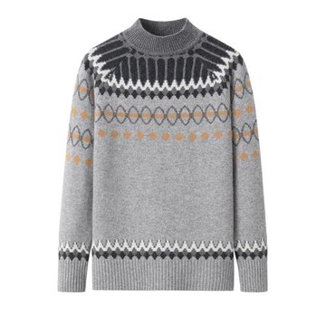 絨爵20秋冬新女半高圓領羊絨衫歐美風提花保暖打底針織毛衣衫E320