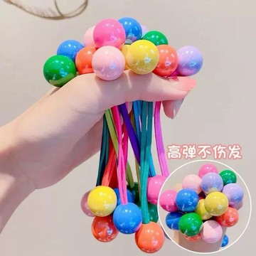 💗台灣現貨💗 韓國彩色球球頭繩 高彈力髮繩 簡約高馬尾皮筋 兒童髮圈 糖果色髮圈