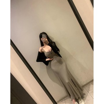 🇰🇷Korea韓國連線·正韓 細肩帶前釦背心洋裝 背心裙 長洋裝 細肩帶洋裝 吊帶裙 開叉洋裝 側開叉 吊帶裙 吊帶洋裝