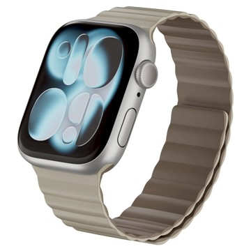 MAGEASY Skin Duo 雙面親膚磁吸矽膠防水錶帶  星光白 + 摩卡棕  Apple Watch 40/41/42mm  1個