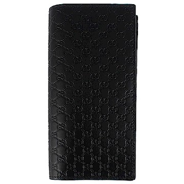 GUCCI 古馳  GUCCI 古馳 ssima 黑色厚質真皮壓紋直立式長夾