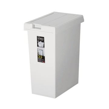 UNEED系列翻蓋對開垃圾桶33L 黑色