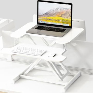 E家工廠 50公分氣壓無極升降電腦桌 摺疊桌 站立辦公電腦桌174-KC（白色）