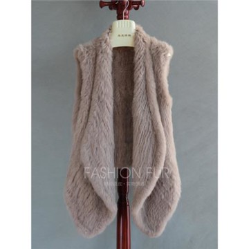 2024款時尚外貿兔毛編織馬甲純手工雙面編織坎肩中長款皮草開衫