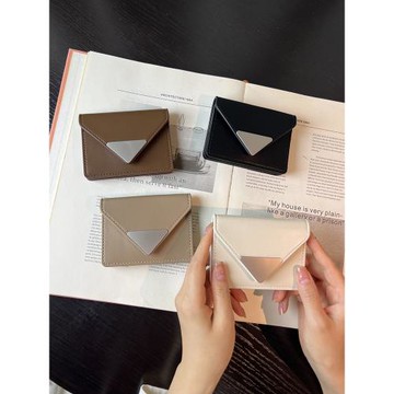 韓國百搭ins簡約便攜小巧女士短款時尚純色錢包卡包多層零錢夾潮