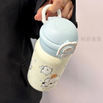 ins女生高顏值316不鏽鋼學生便攜式吸管雙飲水杯 500ml 保溫杯 吸管保溫杯 可愛吸管水壺 可愛保溫杯 保溫吸管杯