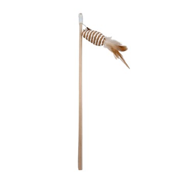 原木逗貓棒 繩長約75cm 棍長約40cm  A款 編織小老鼠  1組