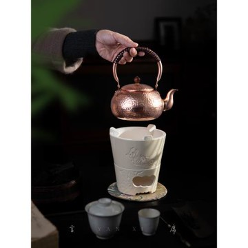 白泥木炭爐冬天圍爐煮茶手工粗陶提梁燒水風爐戶外潮州功夫茶具