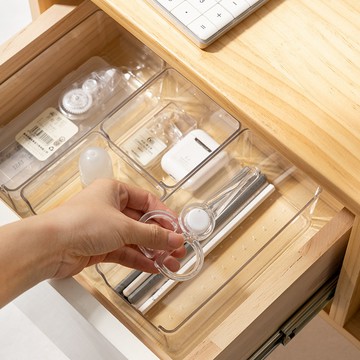 精品🌸桌面抽屜收納盒分隔廚房餐具文具整理小盒子透明塑料隔斷神器