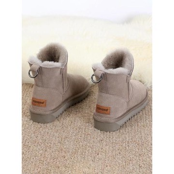 店主自留新款~真皮厚底雪地靴女2026冬皮毛一體加絨加厚保暖短靴