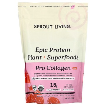 Sprout Living, Epic Protein®，膠原蛋白原，有機植物蛋白質 + SuperFood，0.7 磅（336 克）