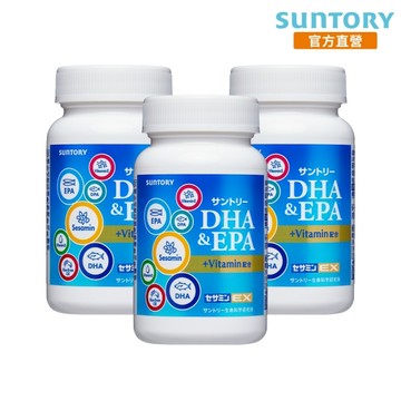 【三得利官方直營】魚油 DHA＆EPA+芝麻明 EX 軟膠囊 120顆x3入組