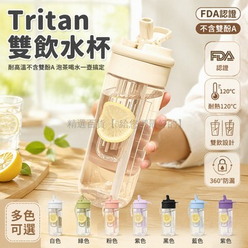 台灣出貨✨ Tritan水杯 700ML大容量水壺 茶水分離運動水杯 耐高溫食品級塑膠杯 夏季戶外便攜水杯 附贈貼紙杯刷