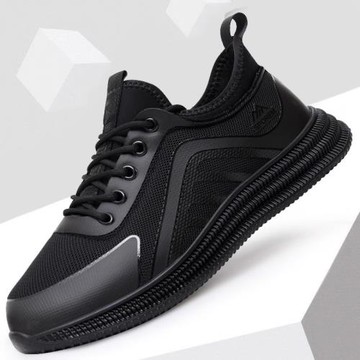 男鞋冬季2025新款網面透氣休閑運動鞋男款皮鞋黑色軟底老爹潮鞋子